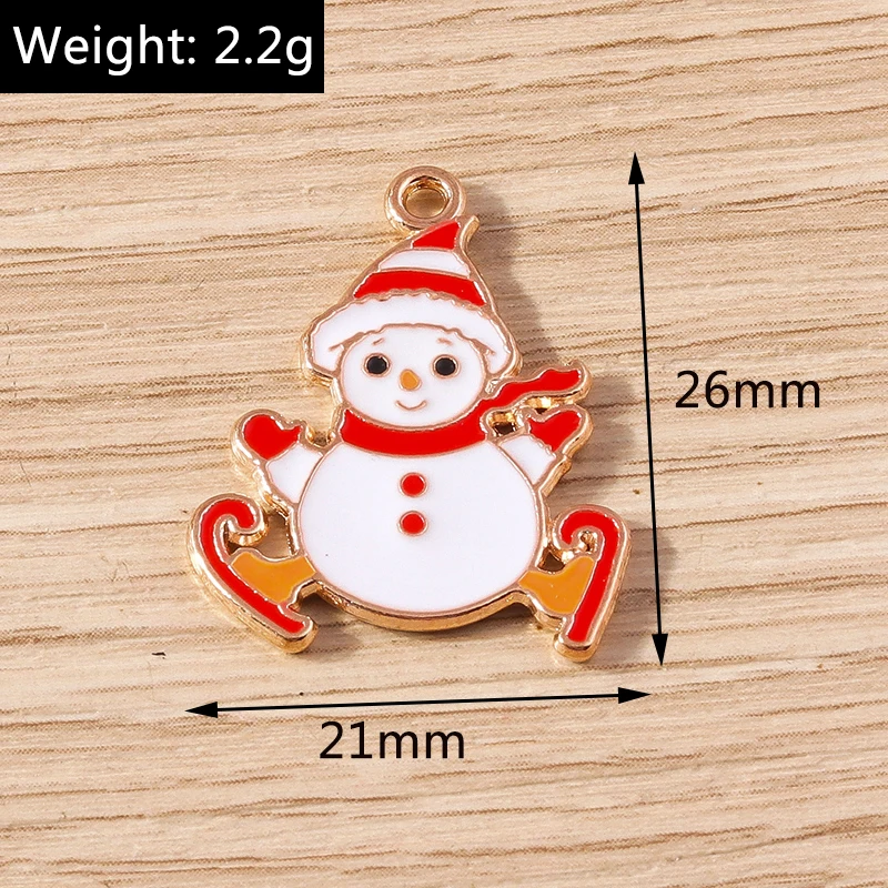 10 Stück Niedliche Emaille-Weihnachtsanhänger mit Schneemann, Weihnachtsmann und Baum für Schmuckherstellung, Ohrringe, Halsketten, DIY-Bastelbedarf – Detail 7