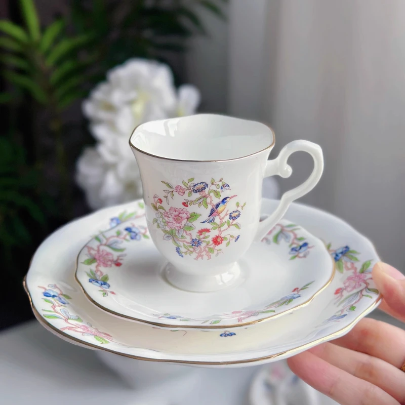 

European retro bird high-end bone china coffee cup espresso cup dish set afternoon tea cup Dim sum dish kitchen accessories