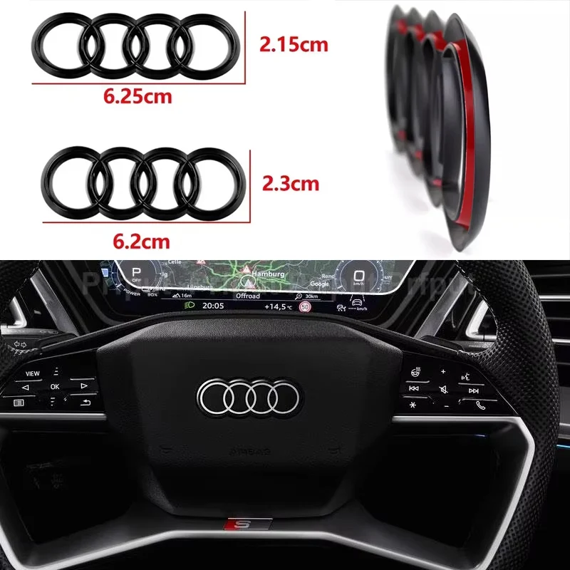 for Audi A6 A4 A8 A1 A5 A3 A7 Q3 Q5 Q7 ABS Car Steering Wheel Emblem Covering Sticker Styling Decoration