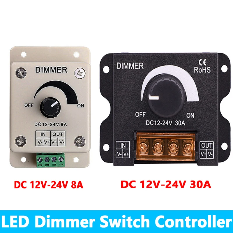 Dimmer DC 12V 24V LED Dimmer Switch 8A Plast 30A 360W Regulator Adjustable Controller For LED Strip Light Light Modulator Lamp