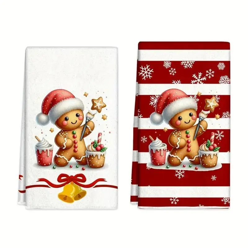 Different Christmas towels, hand towels, and cloths decorated with pink and silver patterns, creating a festive atmosphere, ae