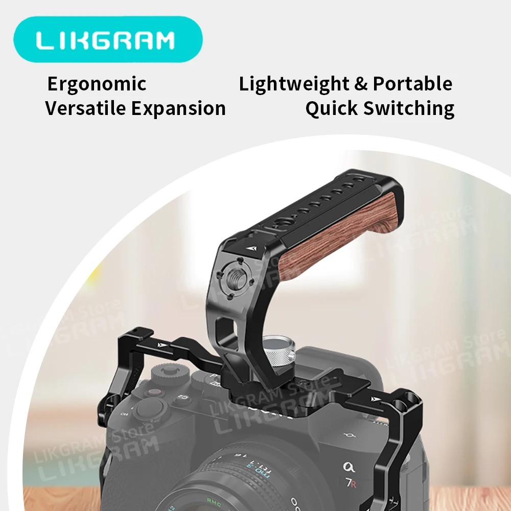 

Wooden Camera Cage Top Handle Compatible with TILTA And SmallRig Includes 1/4-inch & 3/8-inch for Camera（JN-107）