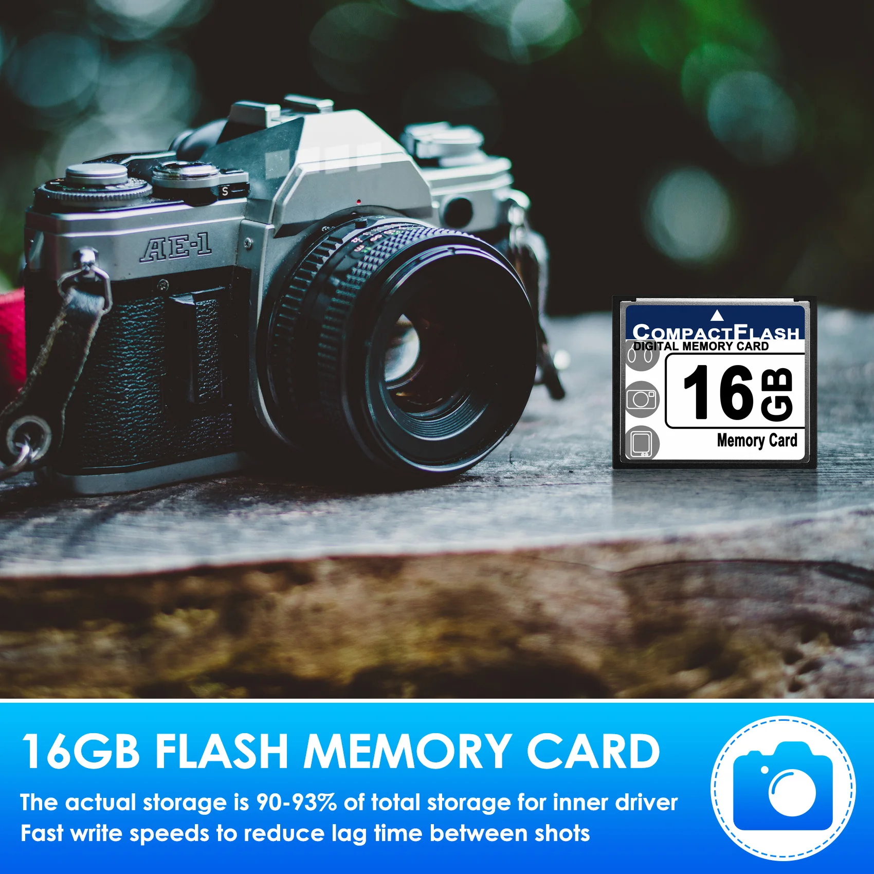 SCLS Professional 16GB 컴팩트 플래시 메모리 카드(화이트&블루)