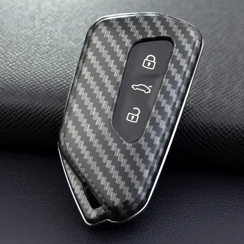 Carbon Fiber Car Key Fob Case Cover Keychain For Volkswagen VW Golf GTI Tiguan Tayron ID 3 4 5 Passat Atlas Cupra Formentor Born