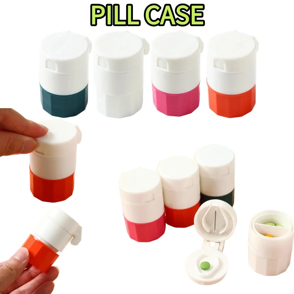 4 Layer Pill Cutter Medicine Splitter Box Storage Pill Crusher Powder Tablet Grinder Portable Case Organizer for Daily Travel
