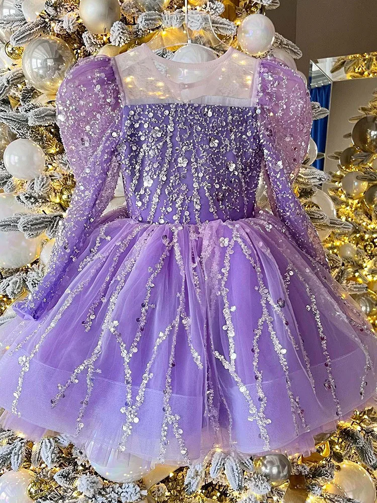 Vestido de fiesta de cumpleaños de lujo para niña, brillante vestido de boda con lazo grande, vestido de niña de flores, vestido de bebé lindo,