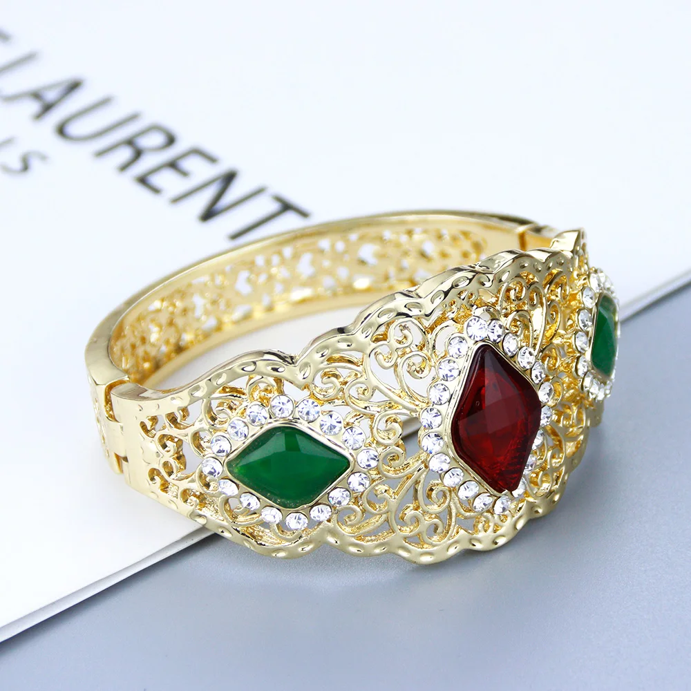Neovisson High Quality Women Bangle Luxury Gold Color Bride Wedding Jewelry Algeria Morocco Bracelet Wrist Jewelry