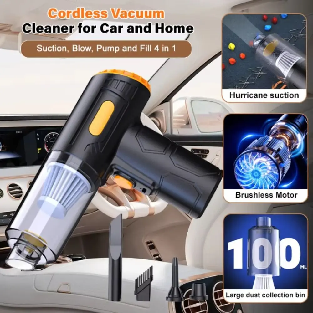 Powerful Suction Wireless Vacuum Cleaner Lightweight Wet & Dry Car Vacuum Cleaner TYPE-C Fast Charge Durable Construction