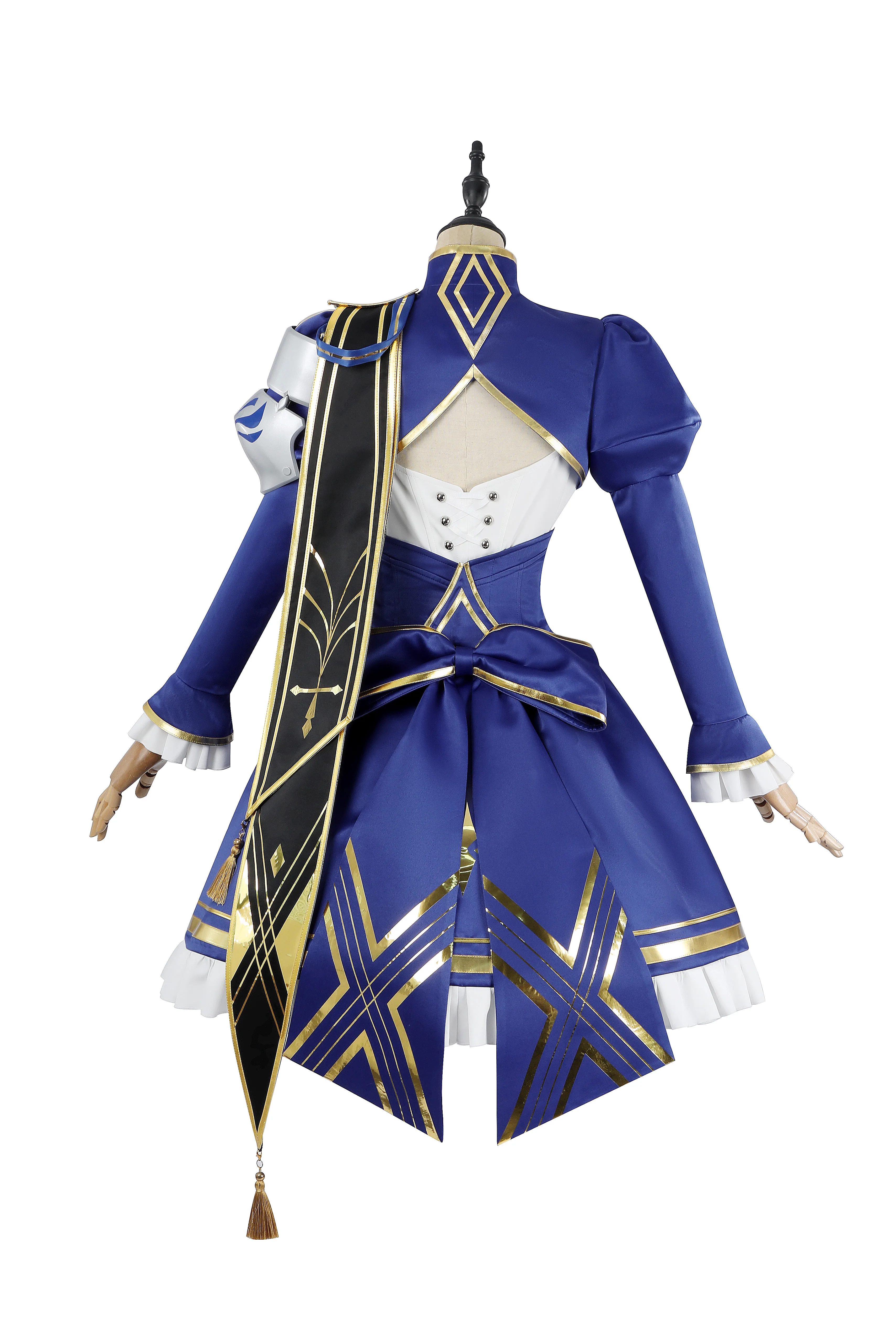 لعبة هونكاي كوسبلاي ستار رايل X صابر زي نسائي أزرق توب تنورة أغطية الرأس القوس الهالوين كوس المرحلة الزي