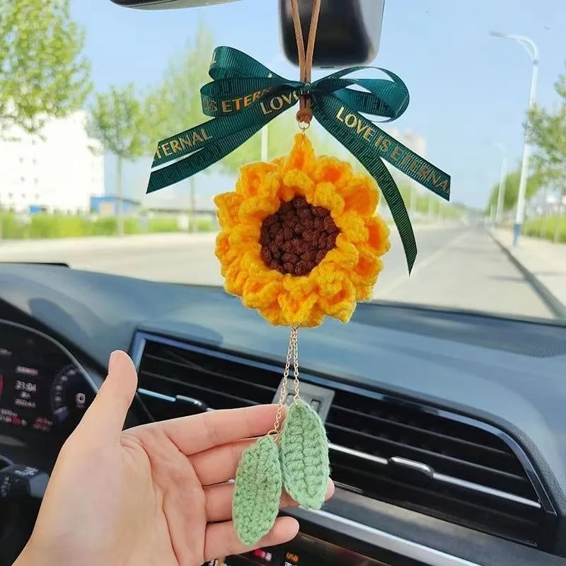 

Handmade Sunflower Car Charm，Finished & Ready to Hang，Car Accessory，Car Hanging Ornament，Car Decor