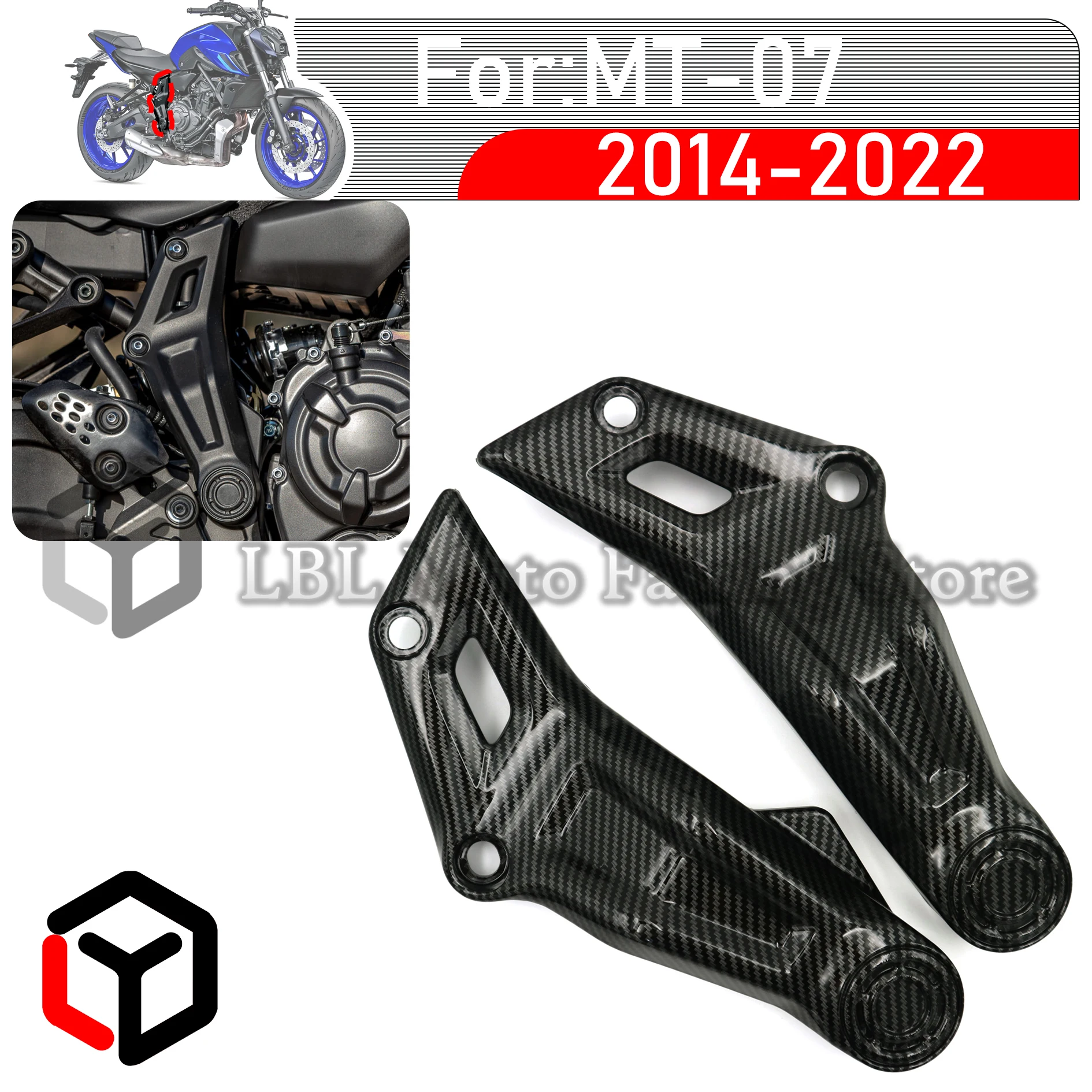 

For Yamaha MT-07 MT FZ 07 2014 - 2022 Motorcycle Carbon Fiber Coating Frame Cover Protection Panels Engine Trim Fairing Cowling