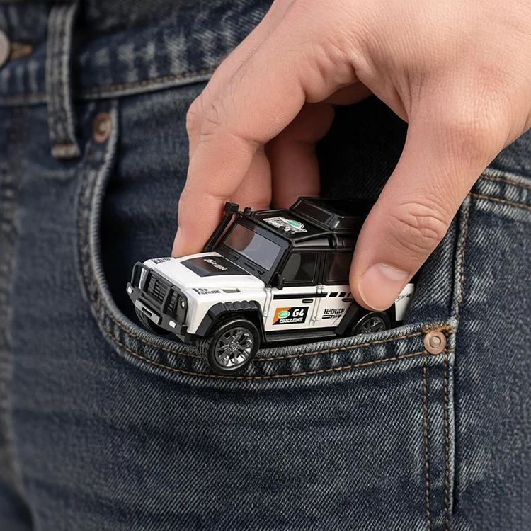 1:64 Mini 2.4G RC Car: Durable Alloy, Portable Play,Optional Traction Carriage, With Light Ldeal Hobby Gift For All Ages