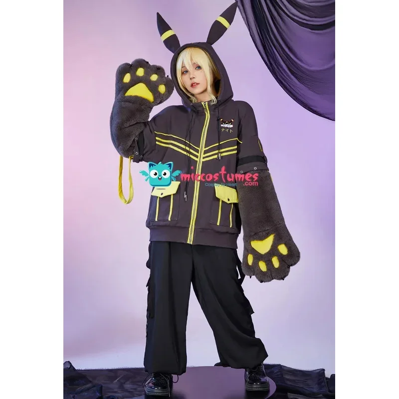 

Miccostumes PM Derivative Kawaii Moon пуловер с капюшоном со съемной сумкой, дизайнерские перчатки с меховыми лапами, толстовка