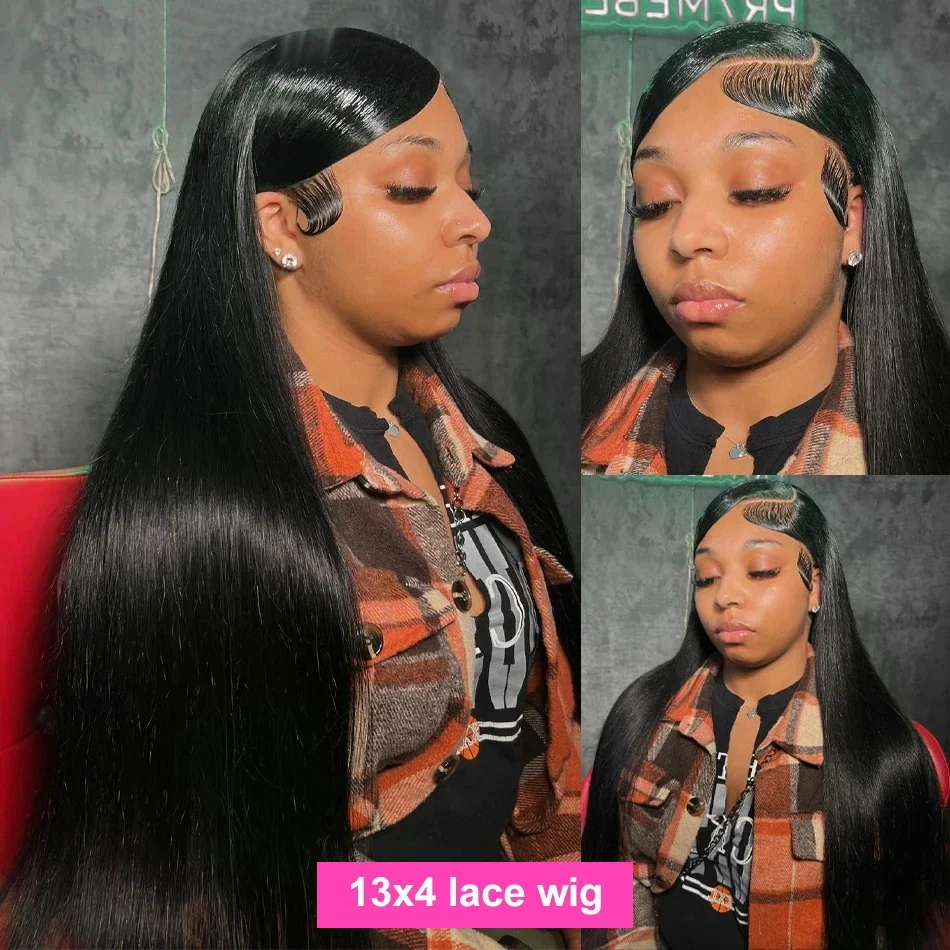 Nadine Bone Straight 13x4 Lace Front Human Hair Wigs For Black Women 13x6 Brazilian Hair Wigs 34 40 Inch 360 Lace Frontal Wig