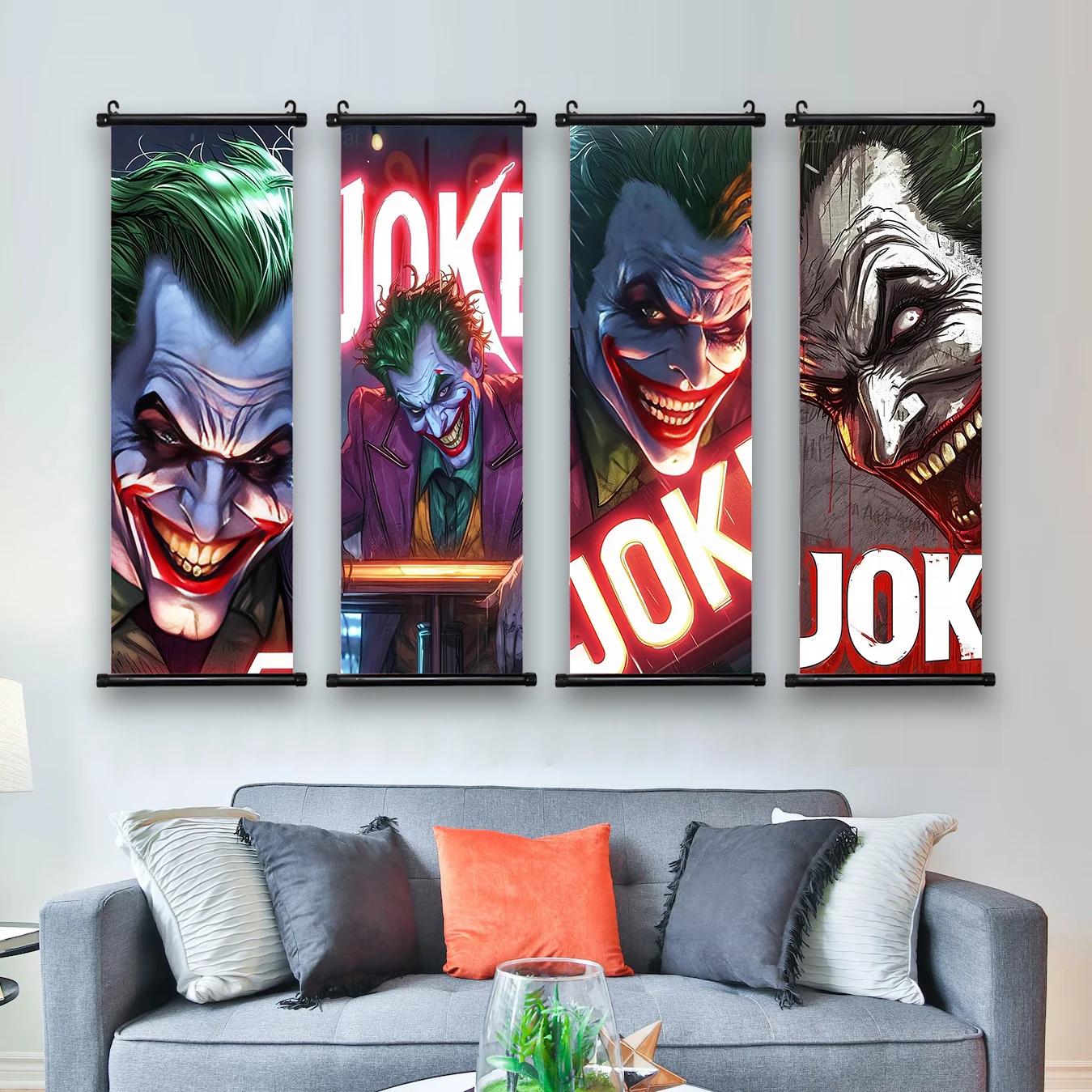 Joker Canvas Hanging Scroll Wall Poster Modern Decorative Painting Artwork Home Decor Creative Wall Living Room Bedroom Kid Gift