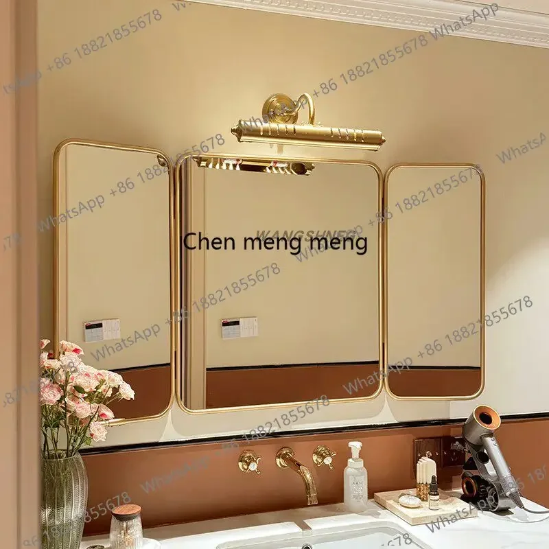 G153 French retro light luxury bathroom mirror European smart mirror three-fold dresser medieval makeup mirror