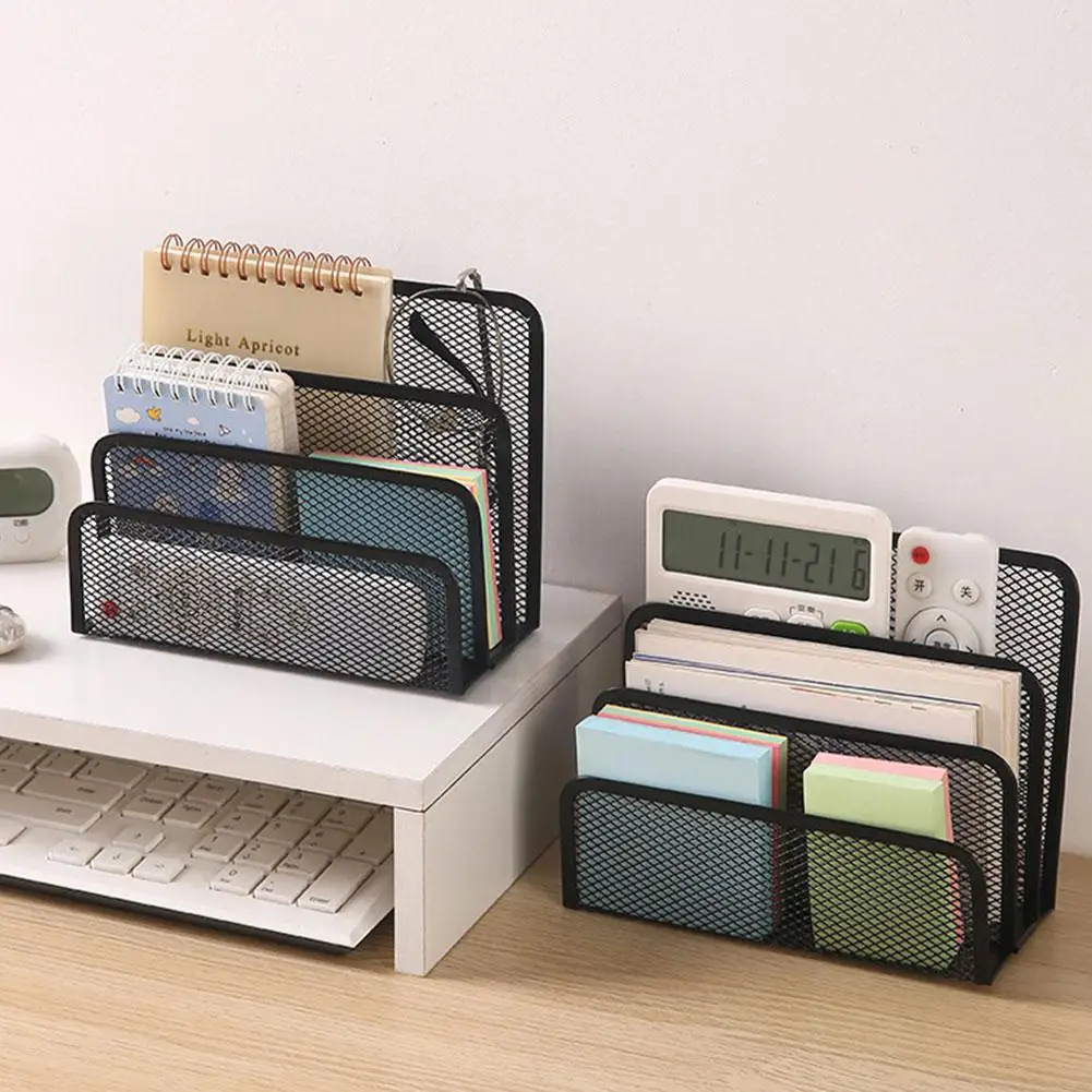 Papers Trays Notebook Stand Rack Desk 3-layer Black Metal Iron Mesh Holder for Magazine Document File Book Rack Organizer Office