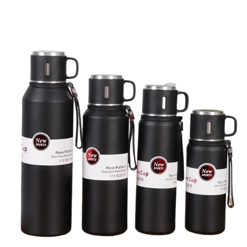 Cup Large-capacity Water Cup 316 Stainless Steel Outdoor Sports Insulation Kettle 600/800/1000ML Thermos Bottle