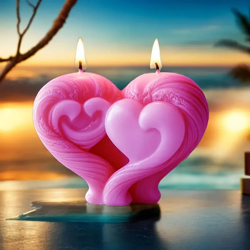 3D Twisted Heart Scented Candles Silicone Interwined Double Heart Soy Wax Mould DIY Aromath Candle Making Tools Mold Decor