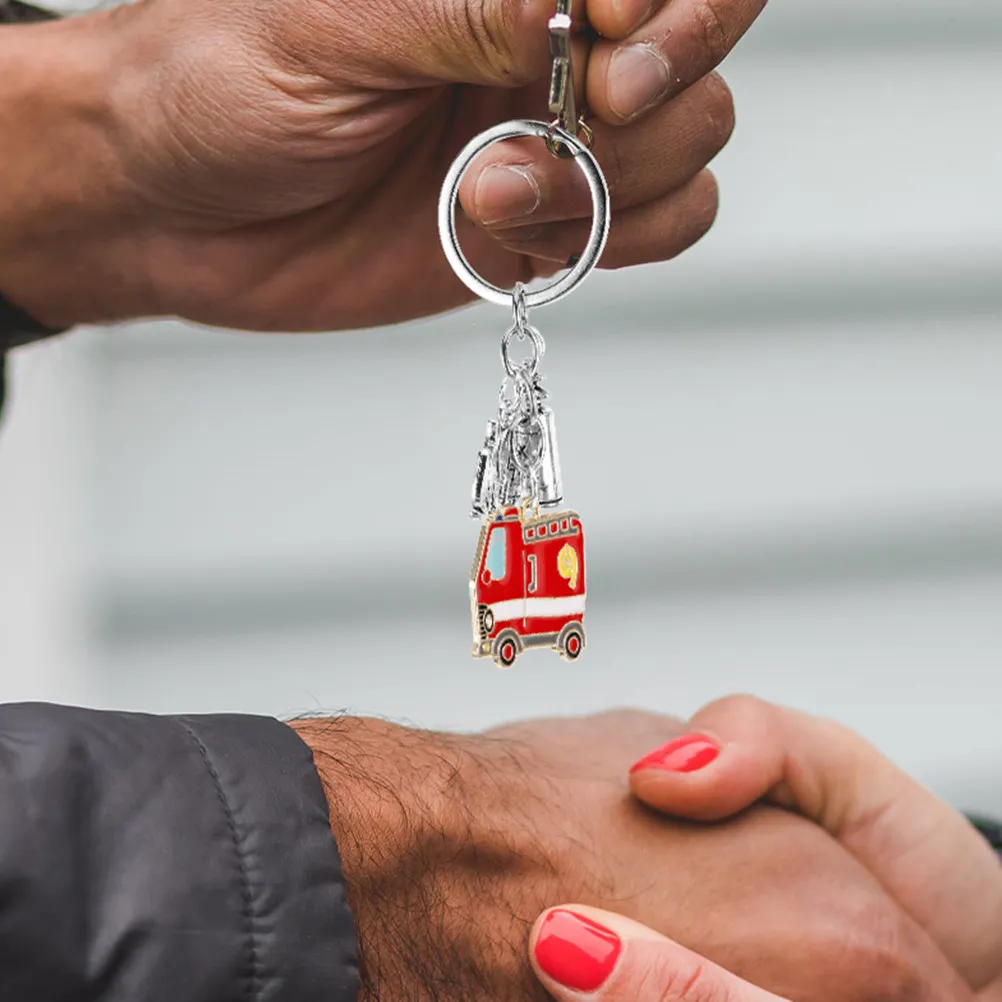 2Pcs Delicate Firefighter Keychain Stylish Vintage Pendant for Keyring Bag Hanging Decor Schoolbag Purse Luggage Key Chain Decor