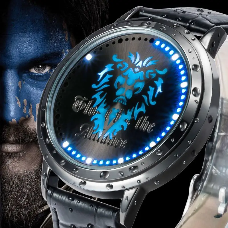 World of Warcraft LED Touchscreen Waterproof Anime Watch Human Alliance Lothar Orc Tribe Durotan
