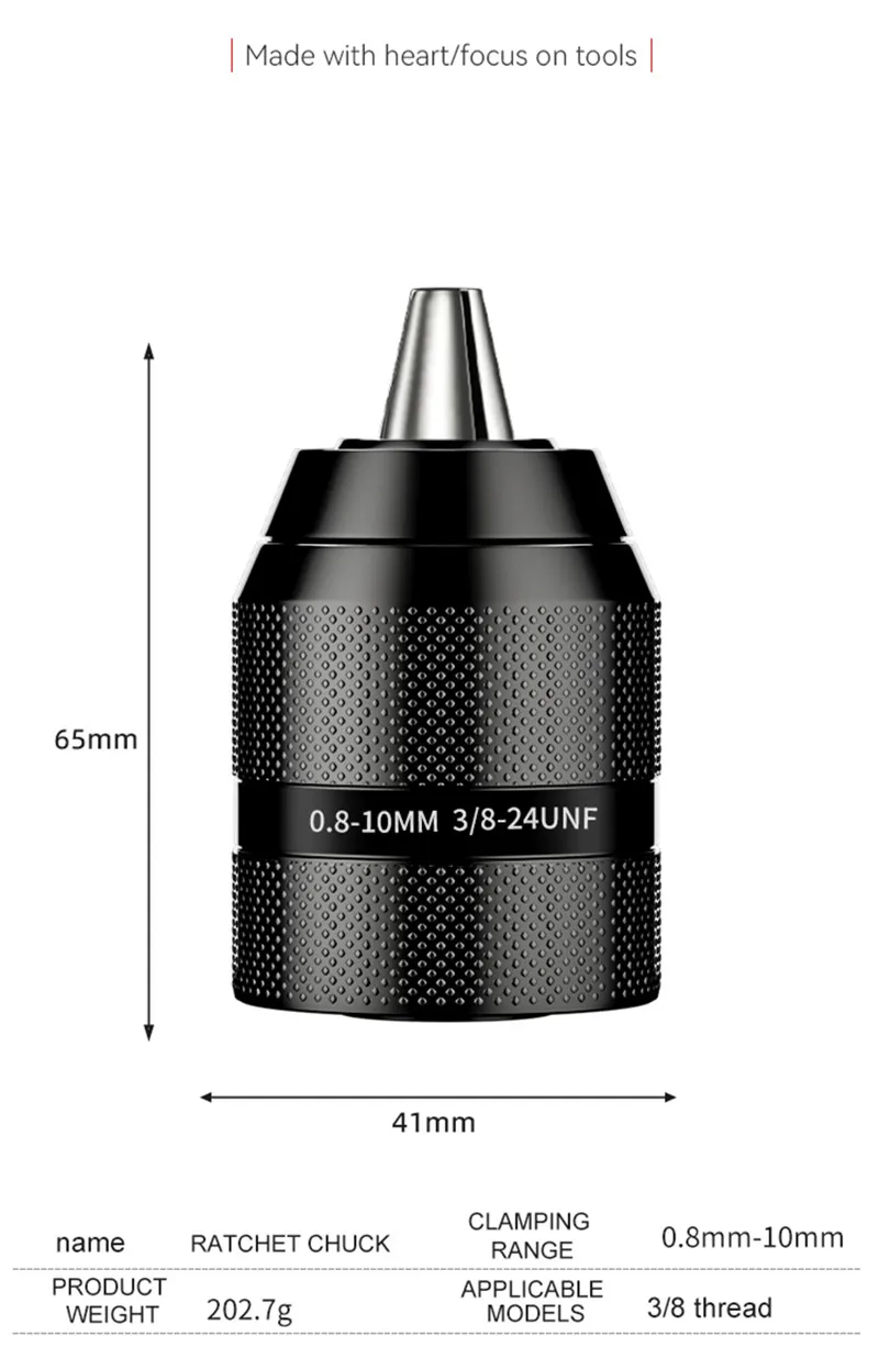 Selbstsichernder Metall-Bohrfutteradapter, schlüssellos, 10mm 13mm, Schnellwechsel-Adapter, 1/2 3/8 UNF, für Schlagbohrmaschinen und Elektrohämmer – Detail 5