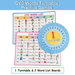 Montessori CVC Word List, CVC Phonics Turntable, Spinner Game, English Teacher Teaching Aids, Spelling Games Homeschool Supplies