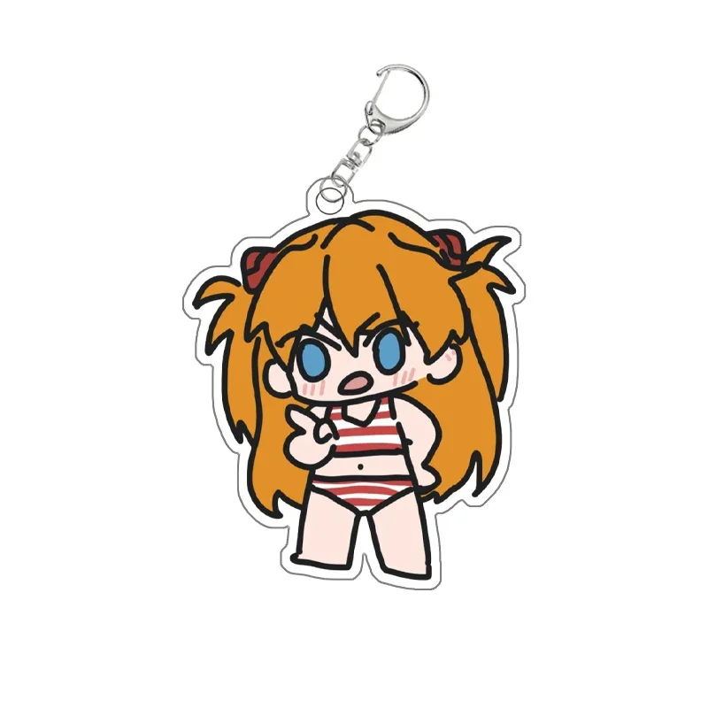 Asuka Langley Soryu Keychain Anime Peripheral Cartoon Cute Backpack Key Acrylic Pendant Itabag Decoration Kawai Goods for Friend