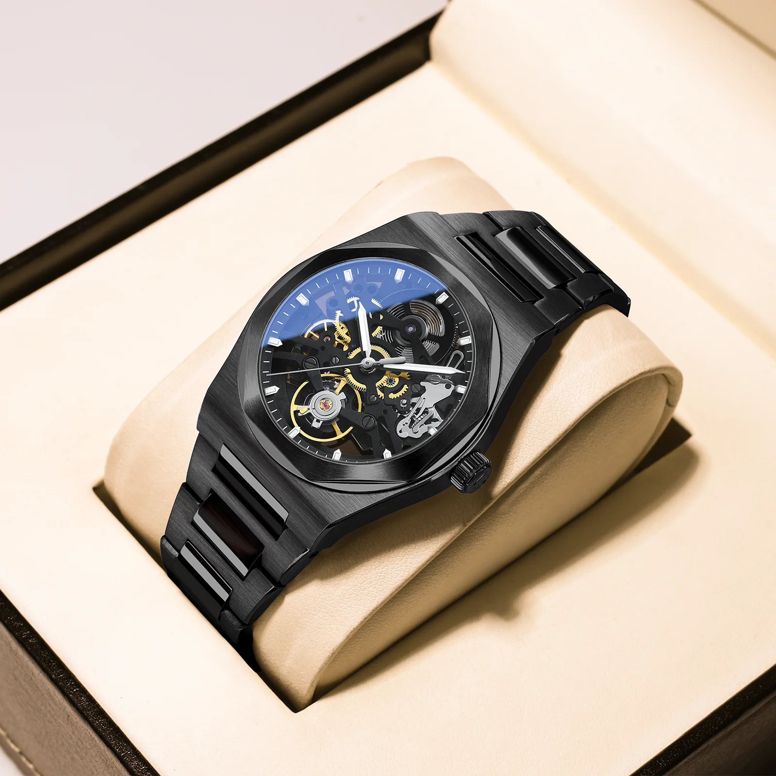 

Мужские часы Bettimer, автоматические механические часы с сапфировым стеклом, нержавеющая сталь, AR-покрытие, водонепроницаемые деловые часы BWG-9, новинка 2023 года