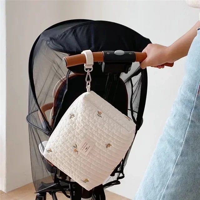 New Korea Style Newborn Baby Care Diaper Mummy Shoulder Bag Embroidery Quilted Stroller Diaper Storage Organizer Large Handbags