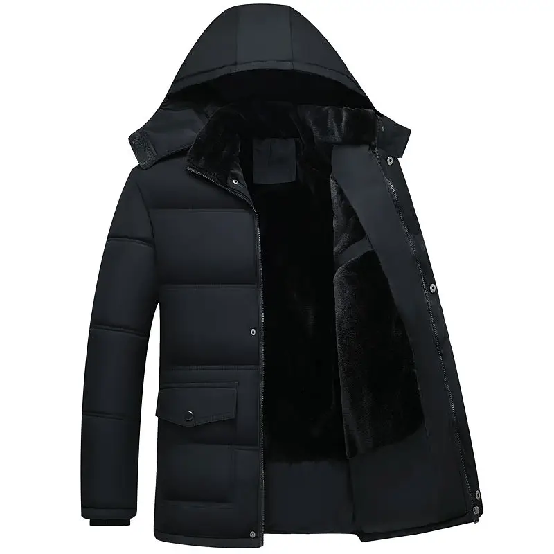 Parka grossa com capuz quente masculina, Casaco de inverno Windproof, Parkas Masculino, Roupas da moda