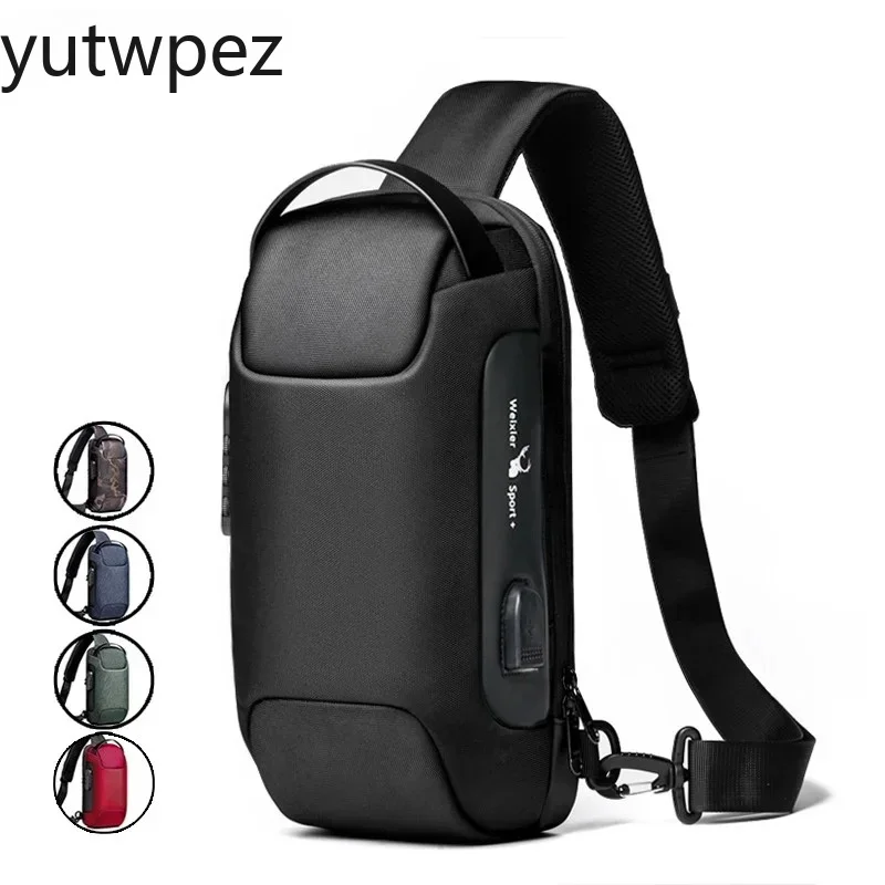 Fashion Designer Chest Bag Outdoor Hiking Sports Running Shoulder Waterproof USB Crossbody Bag Anti-Theft Travel Messenger Sling