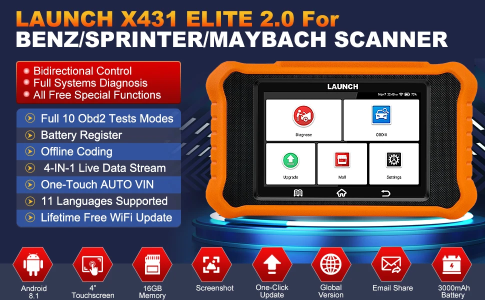 Para Mercedes】2026 LAUNCH X431 Elite V3.0 para benz/ Maybach