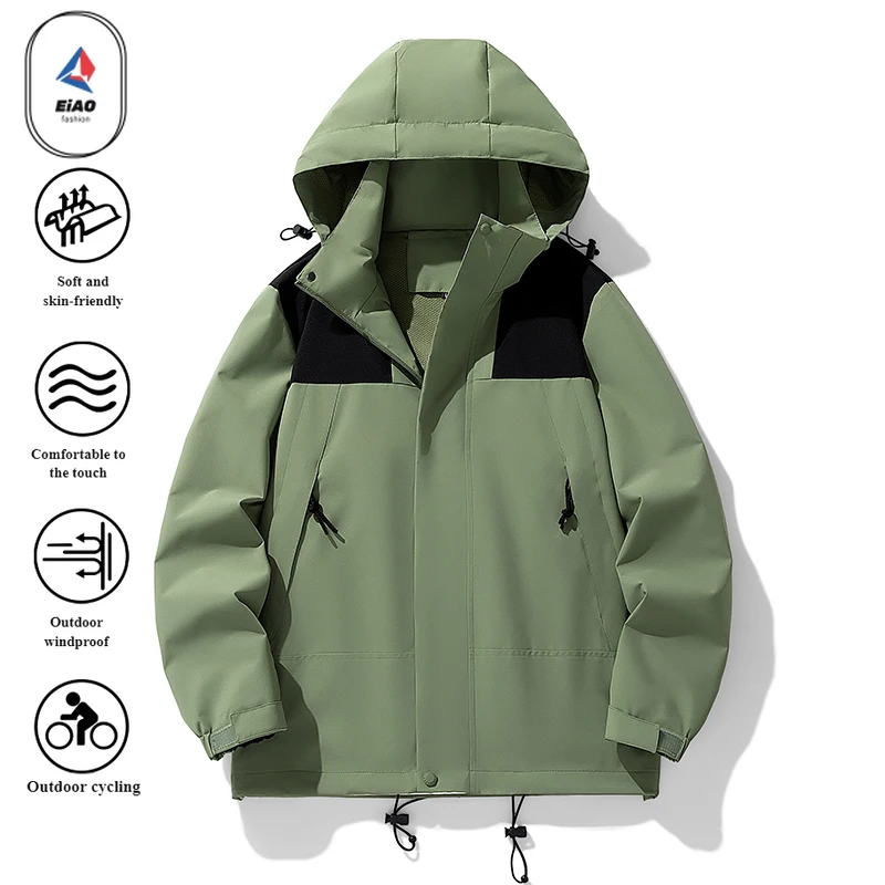 

EIAO 2025 Mens Womens Spring Autumn Windbreaker Lightweight Waterproof Jacket Outdoor Fishing Hiking Coat Fashion Windproof Tech