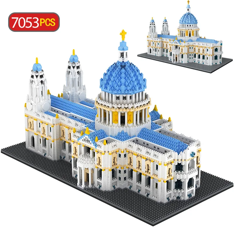 Britain London Famous Architecture Bricks St Pauls Cathedral Micro Diamond Building Block Model Toys Nanobricks Collection