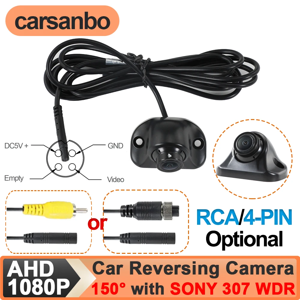 

Carsanbo HD 1080P 150° Angle Night Vision Waterproof WDR Function Car Rear View Camera Only for AHD Monitor with RCA/4PIN Input