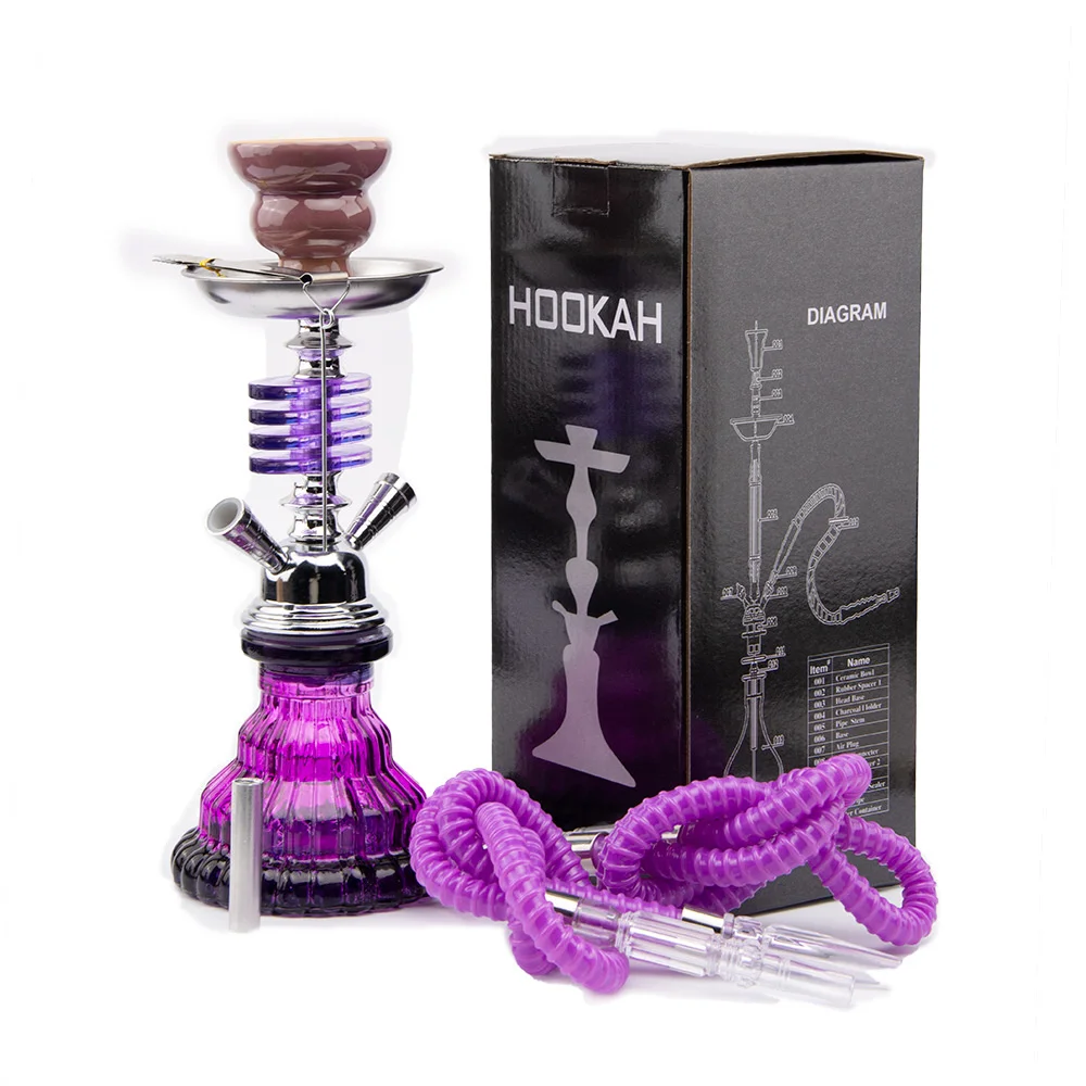 Hot selling Arabic hookah set, purple four floor, small size, single and double tube acrylic hookah accessories, shisha