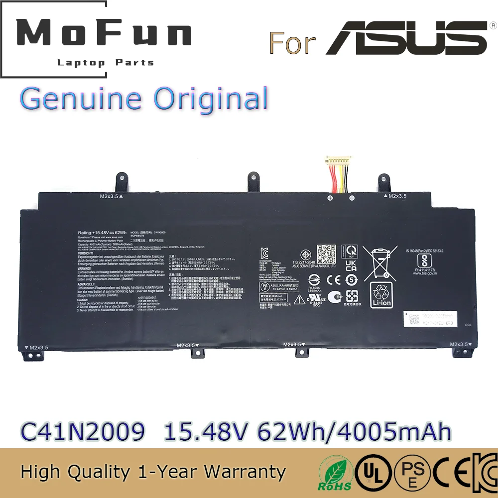 

Brand New Original C41N2009 15.48V 62Wh Laptop Battery for Asus ROG Flow X13 PV301 PV301QH GV301 GV301Q GV301QC 4ICP5/64/75