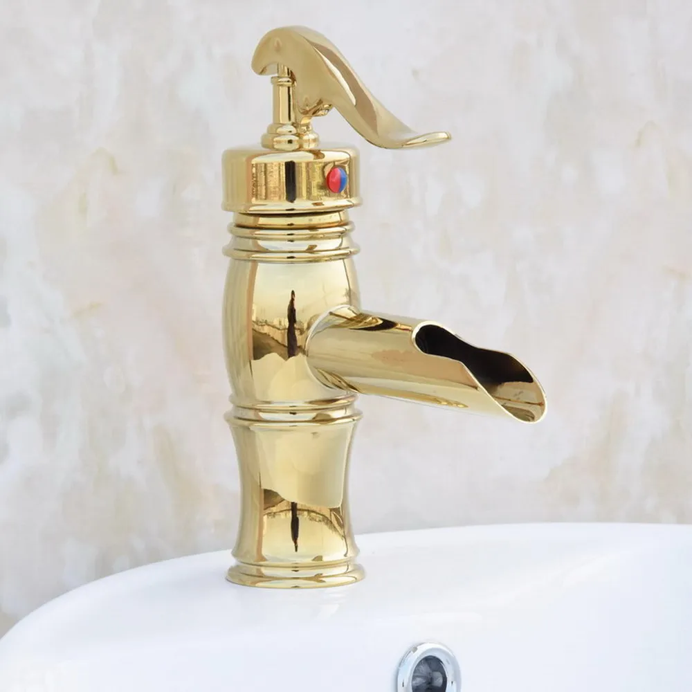 

NEW "Water Pump Look" Style Bathroom Faucet Golden Basin Faucet Deck Mounted Single Hole Hot And Cold Water Tap Ngf051