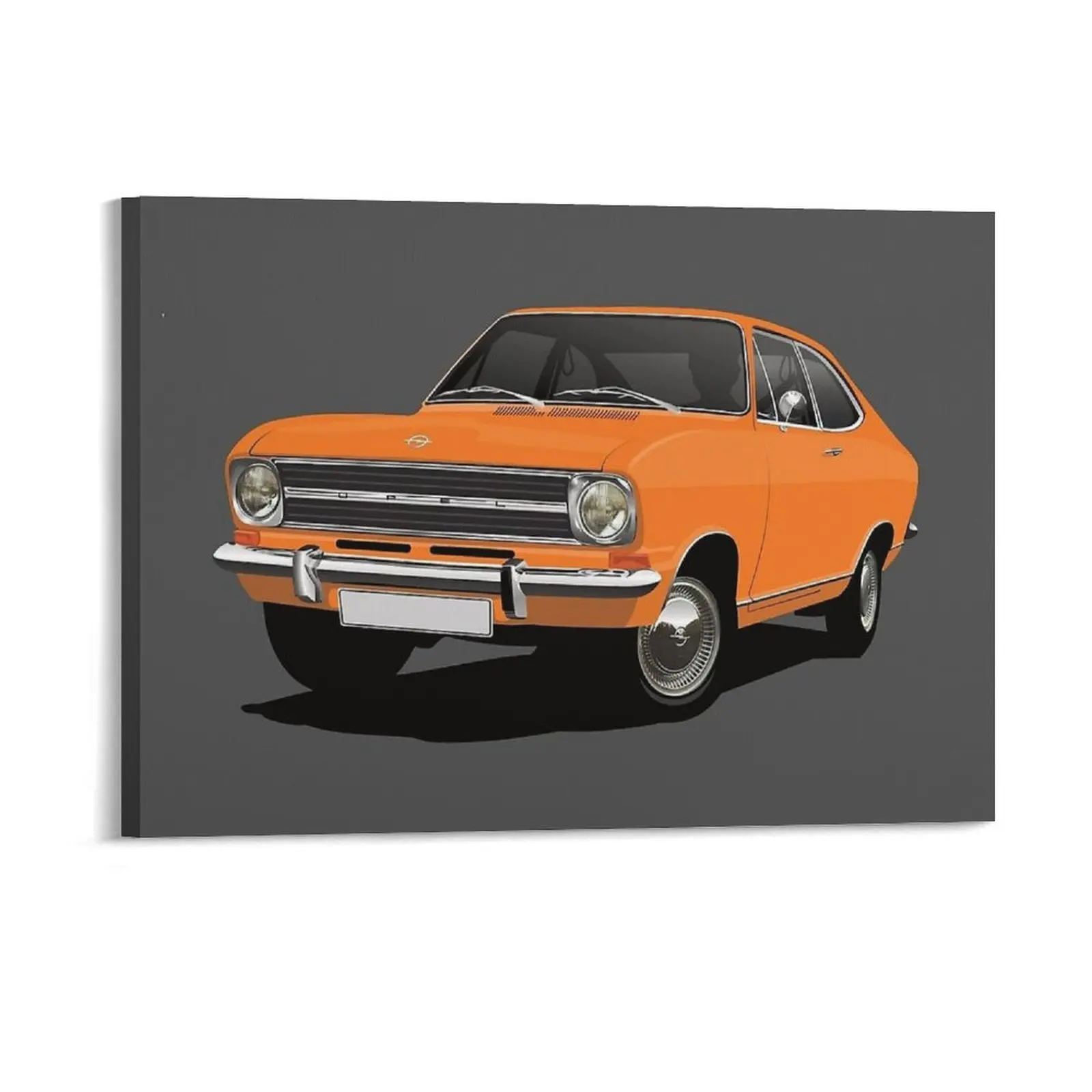 Beige Opel Kadett B Sedan Illustration Canvas Paintings Cave Pub Wall Cave Vintage Plaques Classic Car Metal Posters