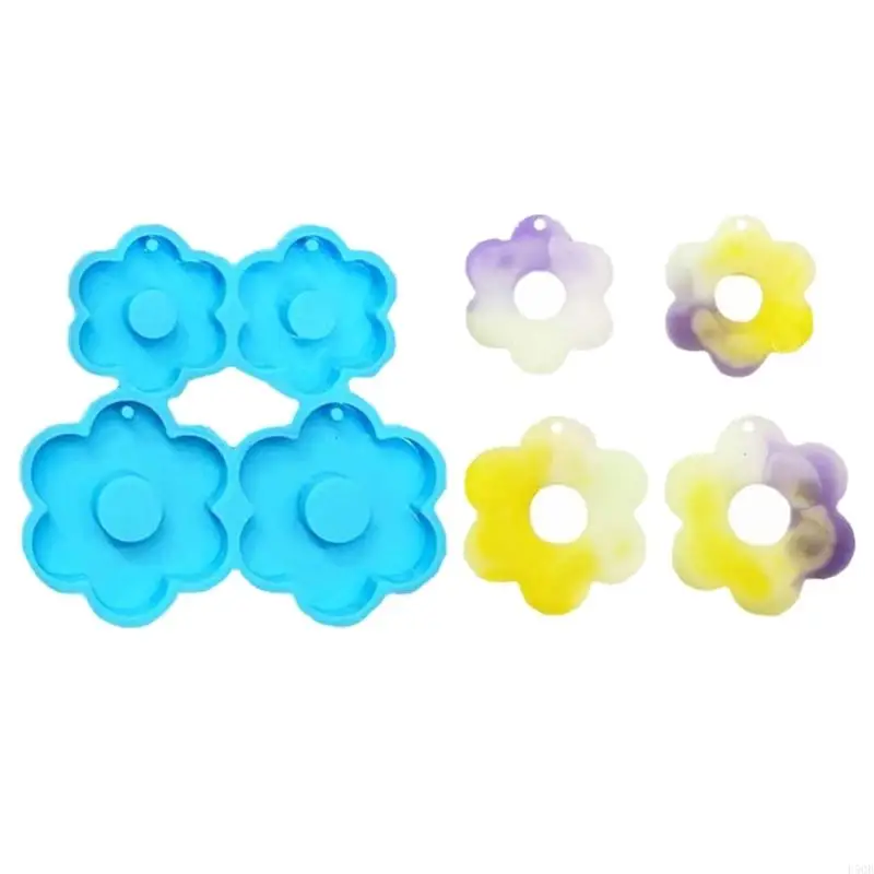 D5QB Flower Earring Silicone Resin Molds Resin Jewelry Mold for DIY Necklace Keychain
