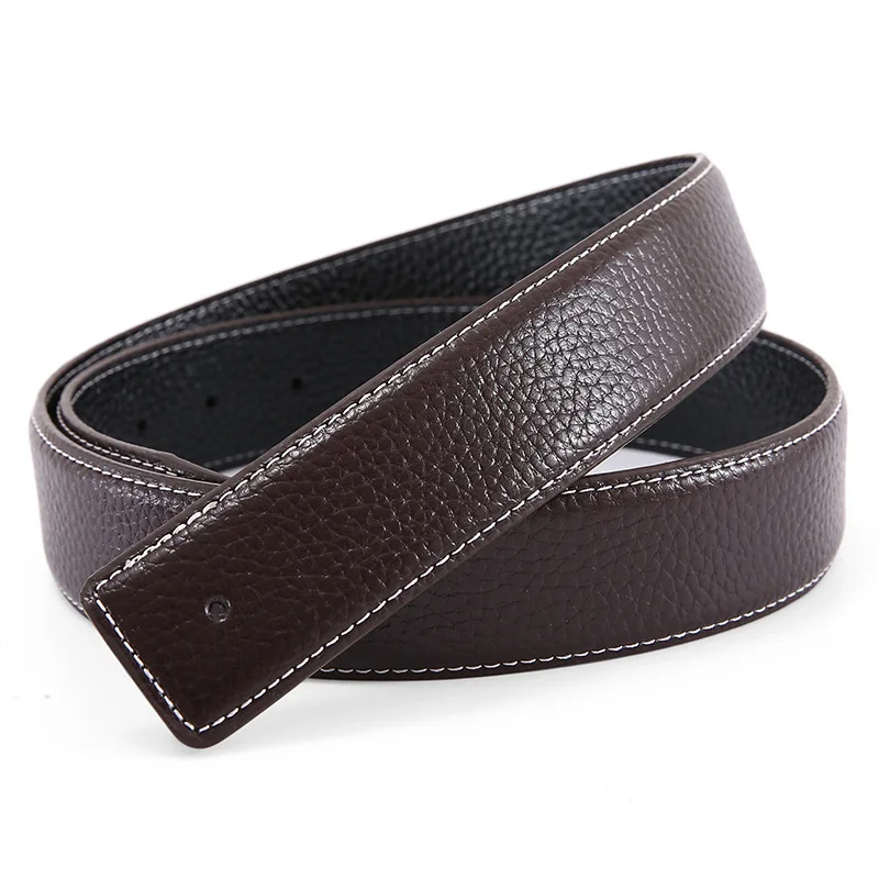 Luxury Leather Smooth Buckle Waistband for Men Fashionable Korean Version with H Letter Pattern Belt and Buckle Free Headband