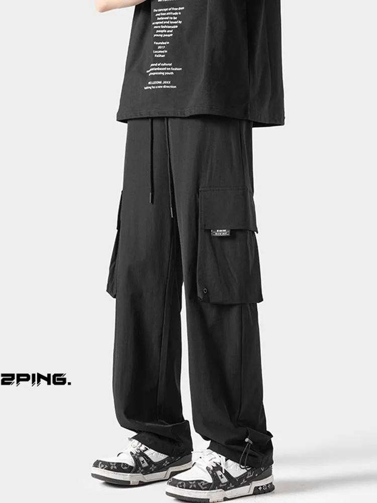 

Мужские рабочие брюки American Sle для активного отдыха, весенние, модные, свободные, прямого кроя, с завязками, больших размеров, с манжетами, повседневные, длинные