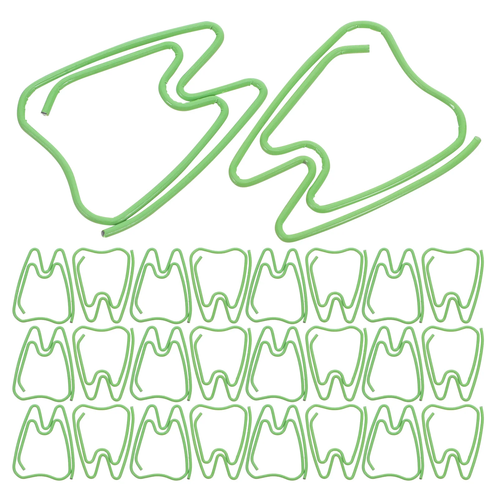 100Pcs Tooth Shaped Paper Clips Small Creative Clips Green for Document Sorting Office School Supplies Cute Decorative Paperclip