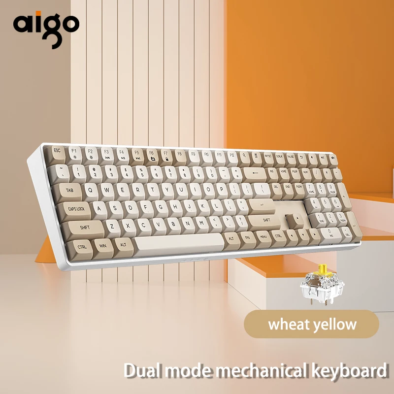 Aigo A108    Wireless Dual-Mode Mechanical Keyboard 110 Key Hot Swappable Keyboard Rgb Electronic Sports Game Office Laptop Keyb