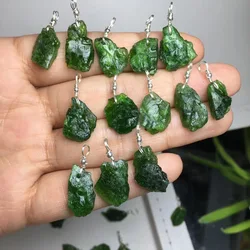 1Pc Fengbaowu Natural Raw Rough Diopside Pendant 925 Sterling Silver Crystal Healing Stone Fashion Jewelry Gift For Women