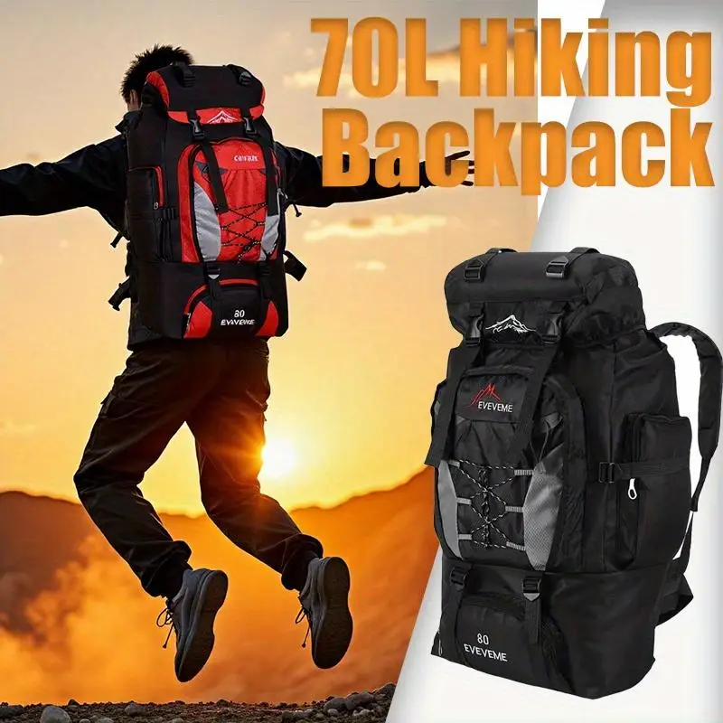 

1 шт., 70 л, повседневный спортивный рюкзак для активного отдыха, большая вместимость для пеших прогулок, кемпинга, сверхлегкий велосипедный рюкзак, дорожная сумка для альпинизма