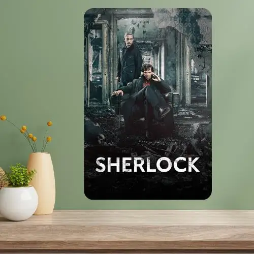Letrero Metálico con Diseño del Programa de Televisión Sherlock