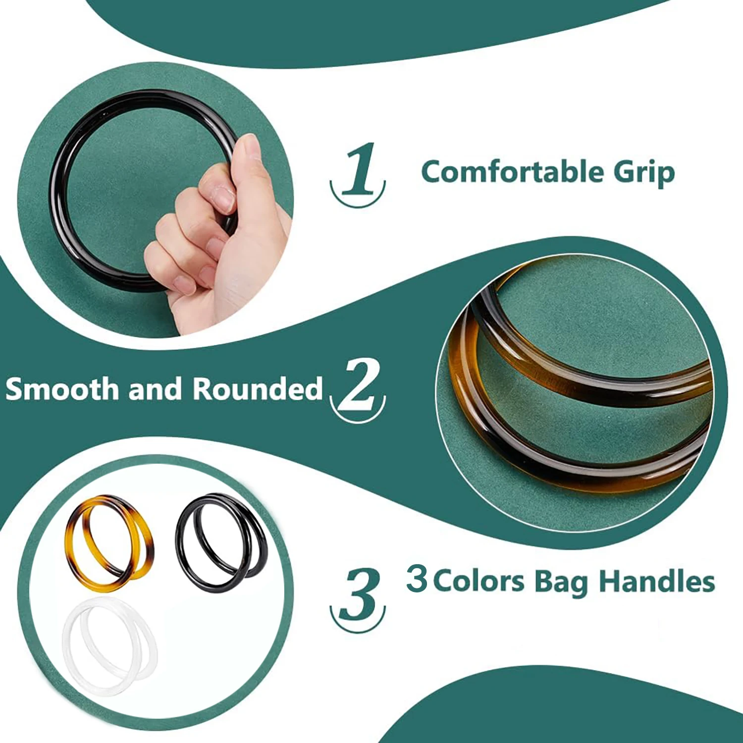 2-6Pcs Bag Handles Round Purse Handles Decorative  Replacement Bag Straps for Crochet Bags Handmade Bags DIY Craft Accessories