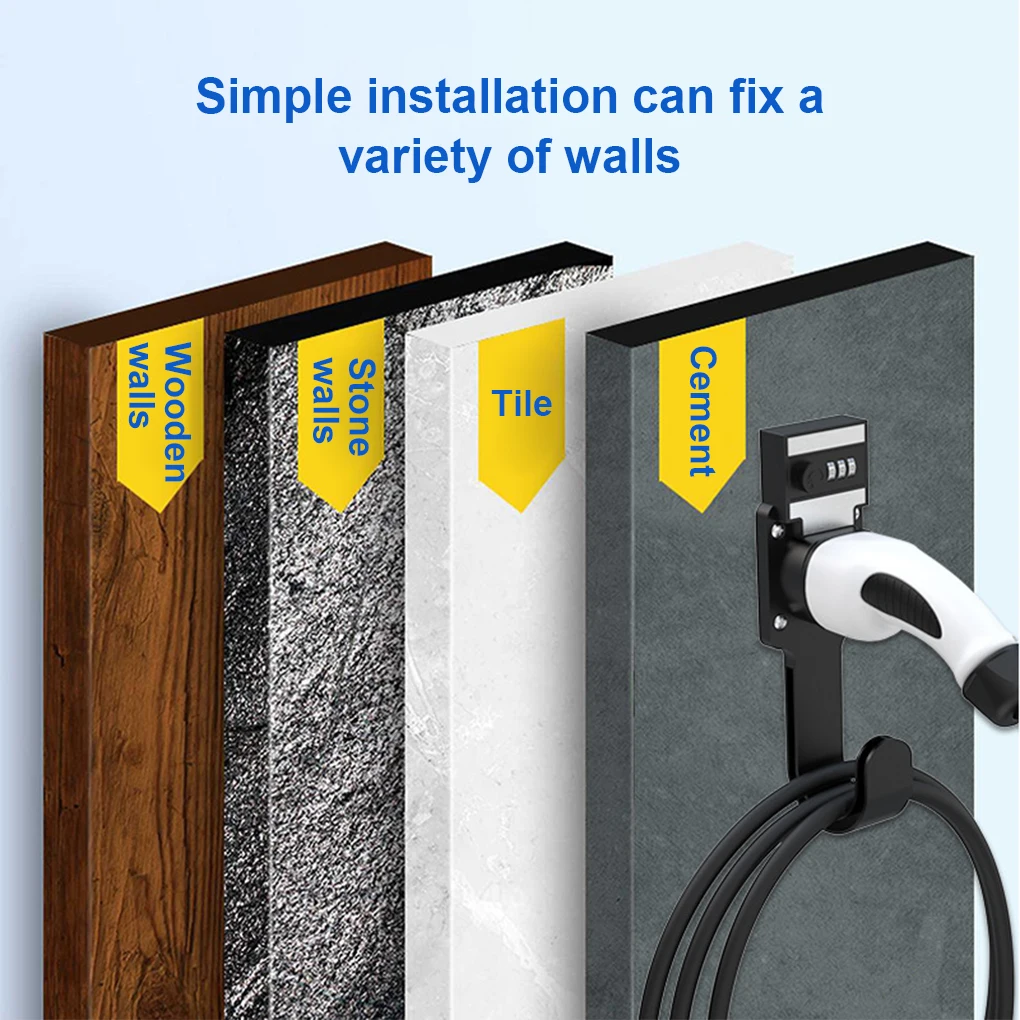 壁掛け EV 充電器 J フック電気自動車充電ケーブルホルダーオーガナイザーユニバーサルタイプ 2 プラグ用パスワードロック付き